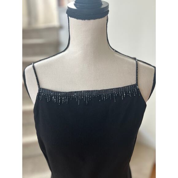 Vintage 90s Y2K Ann Taylor Black Wool Beaded Sheath Dress Whimsygoth - Picture 3 of 7